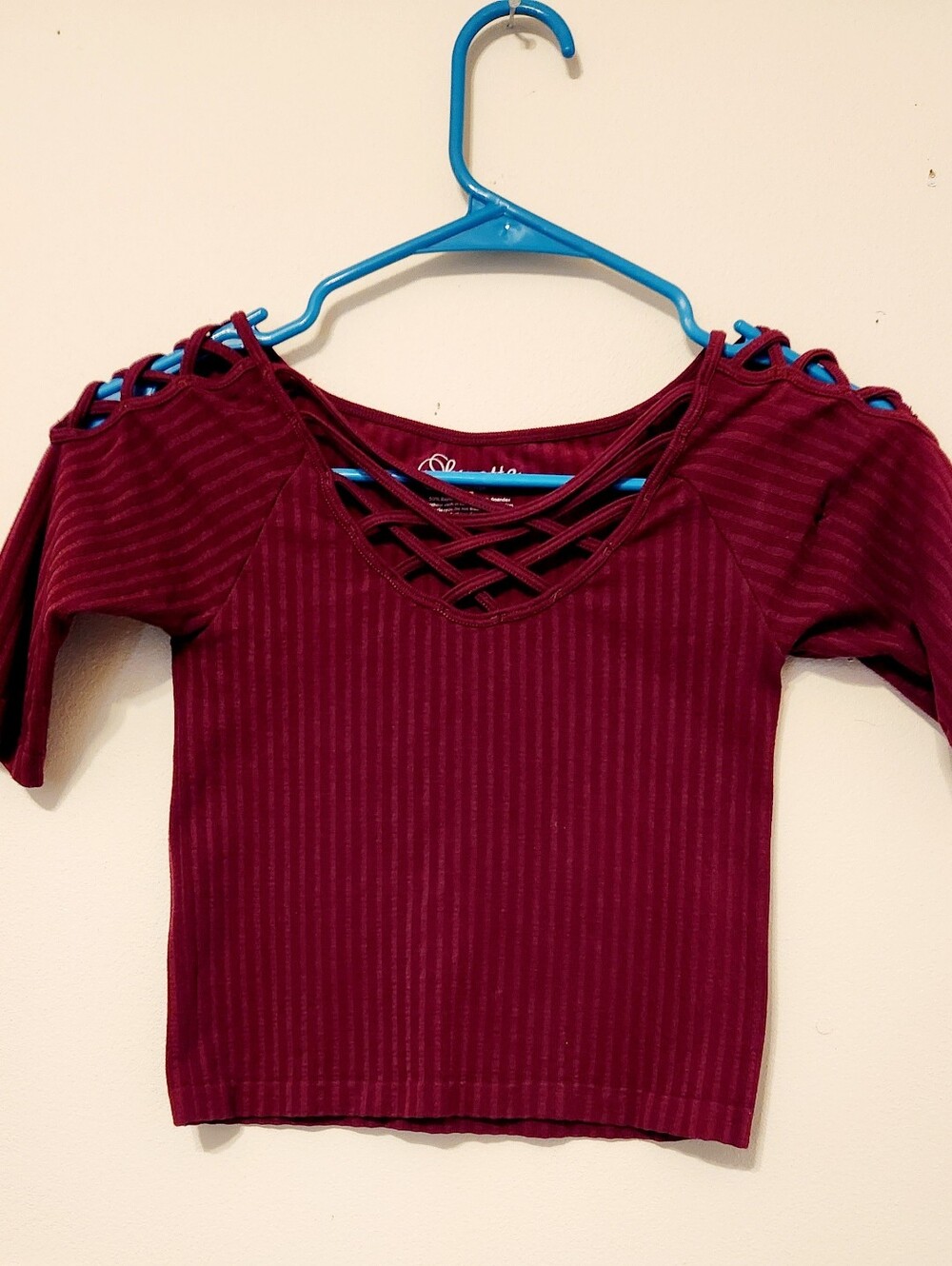 Burgundy Crisscross Ribbed Women’s Top